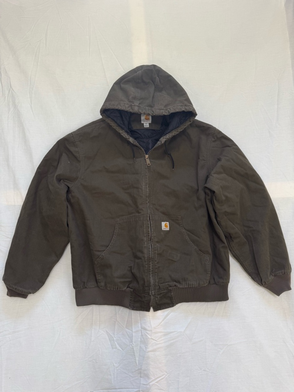 Carhartt Men's Dark Brown Hooded Puffer Jacket